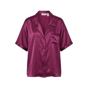 VTG Victoria's Secret Gold Label 100% Silk Pajama Top Magenta L 90s Button Up